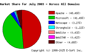 August 1st, 2003 Market Share Pie Chart